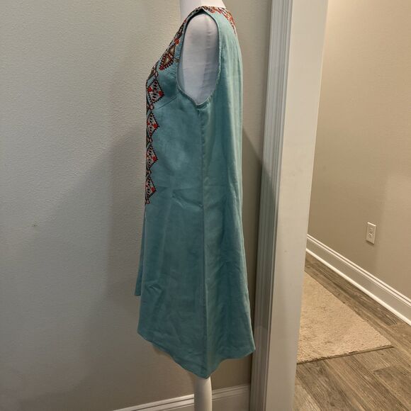 Johnny Was Beatriz Trapeze Embroidered Tunic Small Dress 100% Linen Bohemian - Picture 4 of 13